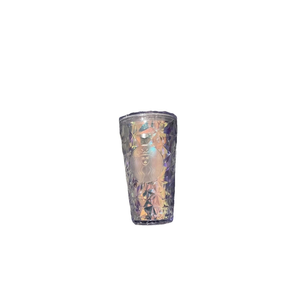 Starbucks 16 ounce tumbler clear iridescent Coffee Mug Cup Thermos